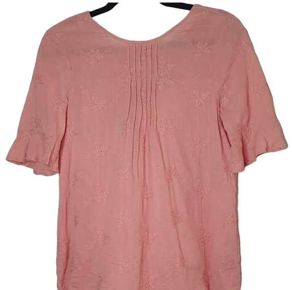 RO&DE Floral Embroidered Top Bow Tie Pink Womens Size XS Feminine Coquette Girly - Picture 2 of 9